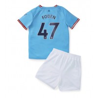 Manchester City Phil Foden #47 Hjemmebanesæt Børn 2022-23 Kortærmet (+ Korte bukser)